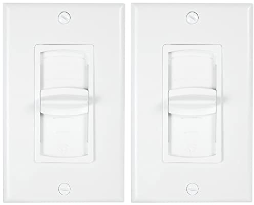 Rockville VOL855 8-Ohm 50x2-Watt Wall Stereo Volume Controllers, 12-Step Sliding Attenuation, White Single-Gang Plates with Mounting Screws, Rugged ABS Frame, 2-Piece
