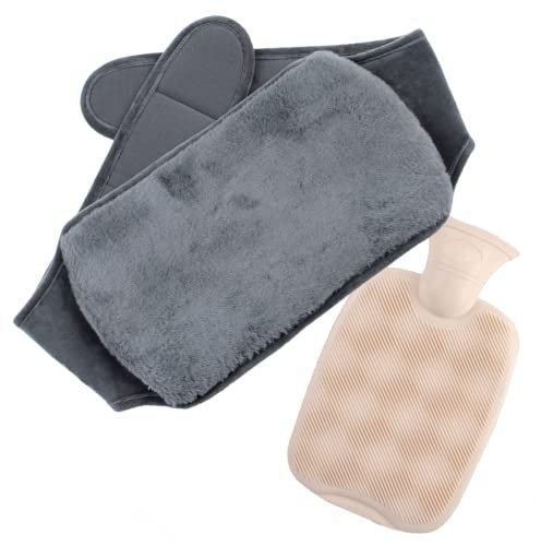 VVLXRIC Wärmflasche Nacken, Handwärmer Gummi Wärmflasche Gurt, Warm Weich Wärmflasche Lammfell Nacken,Darkgray