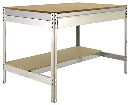 PROREGAL Werkbank Buffalo mit Schubfach | HxBxT 84x90x61cm | Traglast 400kg | Verzinkt Werktisch Arbeitstisch Werktisch Arbeitsbank