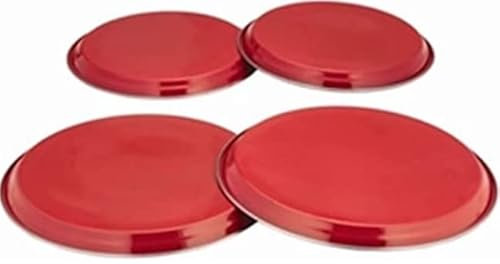 Nobel Set of 4 Stainless Steel Hob Covers, Electric,Gas Hobs Oven Protector, for Kitchen Heat-Resistant, Cooker Protection, Silver (Red)