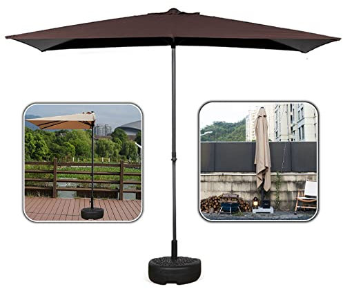 ESCOLL Balkon Sonnenschirm mit Ständer Halbschirm Balkonschirm Terrassenschirm Marktschirm UV 50+ Polyester, Platzsparend faltbar (Color : Natürlich)