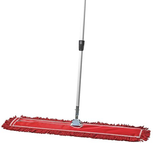 Tidy Tools Trapeador de polvo comercial y barredora de pisos, 36 pulgadas. Trapeador antipolvo para suelos de madera dura, cabezal de fregona reutilizable, mango extensible, fregona seca industrial