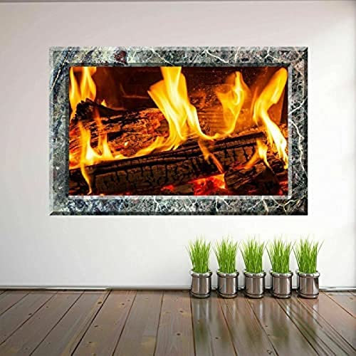 Durchbruch Wandtattoos Dekorative Wandaufkleber für den Kamin mit 3D-Marmoreffekt als Heimdekoration 50x75cm