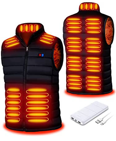 Warmy Heated Gilet for Men, Electric Heated Vest with 13 Heating Zones, Rechargeable Heated Vest 3 Heating Levels Heated Body Warm Jacket for Outdoor Sking Hunting Hiking Camping(M)