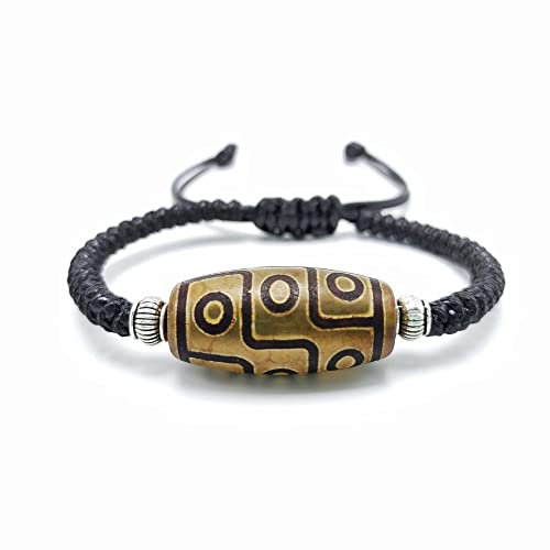 Perlenarmband, Retro natürliche tibetische Dzi-Achat-Armbänder, Vintage-Diamant-Tag-Achat-Dzi-Armband, personalisiertes geflochtenes Seil-Armband, Buddha-Gebet-Achat-Charm, schwarze Seil-Armbänder, Sc