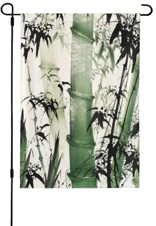 LAMAME Peinture chinoise de bambou imprimé drapeau de jardin patio drapeau décoratif double face drapeau de jardin