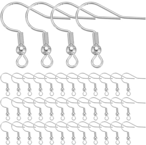 SUNNYCLUE 1 Box 100 Stück 925 Ohrringhaken Aus Sterlingsilber Mit Edelstahlbeschichtung Fischhaken Ohrhaken Französische Ohrringhaken Hypoallergene Ohrringzubehörteile Mit Zu Öffnenden Schlaufen Für K