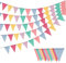 LUBOXIN 20M/66Ft Bunting Banner Fabric Flag Banners Multicolor Triangle Flags Waterproof Imitated Linen Bunting Garlands Outdoor Party Decorations for Home, Garden, Wedding, Birthday, Festival
