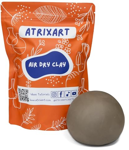 Atrixart Air Dry Clay, for Pottery Sculpting 1kg Bag. Our Premium Stoneware Pottery Clay is Fibre Reinforced for Strength and Crack Resistance. Ideal Modelling Clay for Adults Crafts
