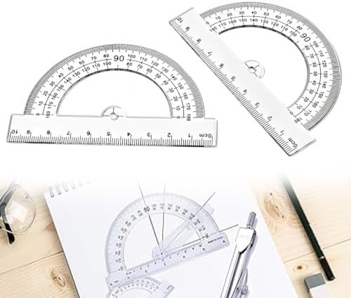 MEXRUMI 2 Stück Geometrie Dreieck 16 Cm Kunststoff Hypotenuse Facetten + 2 Stück Winkelmesser Mit Herrscher Mathematik Messwerkzeuge Halbkreis Winkelmesser