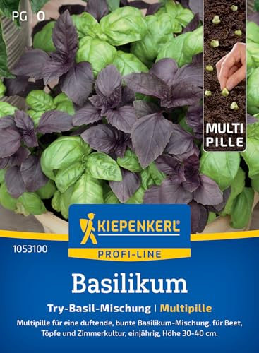 Kiepenkerl Profi-Line Basilikumsamen Try-Basil-Mischung 1053100 - duftend - bunte Mischung - einjährig - Pflanzen Samen, Multipille, Kräutersamen