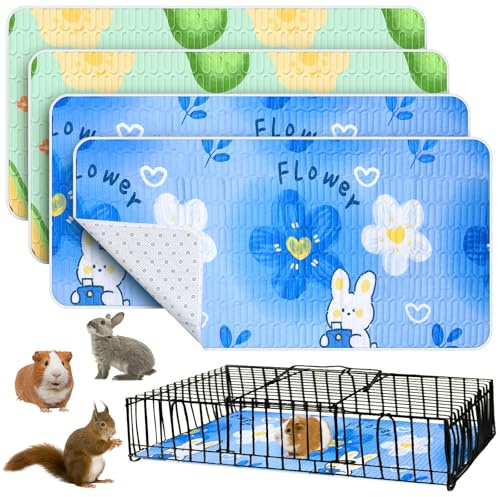 4 alfombrillas absorbentes lavables reutilizables, rectángulo, para pequeños animales, conejos, gatos, hámsters, pequeños perros, azul-46 x 61 cm