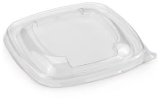 D-Work Tapas transparentes para ensaladeras cuadradas con PET reciclado - 300 piezas - 17,5 x 17,5 cm - Espesor estándar - Impermeable confiable - Ideal para buffets o entregas