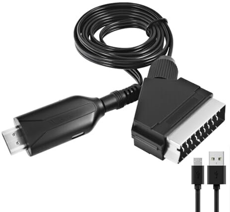 suuosl Scart to HDMI Converter Compatible with HDMI1.3, Full Hd 720p/1080p Scart to HDMI Cable & Video Audio Adapter for Vhs, Dvd, Vcr, Display on Hdtv, No Need To Install Drivers, Plug and Play