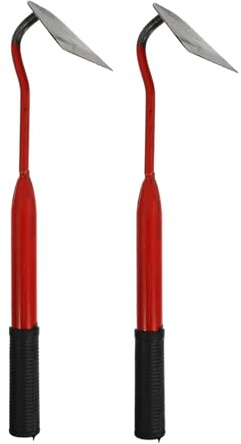 Mini Azada de Jardín Portátil 2 Piezas Acero al Carbono Rojo | Preparación del Terreno, Excavación y Zanjas, Herramienta Agrícola Compacta para Labores de Suelo