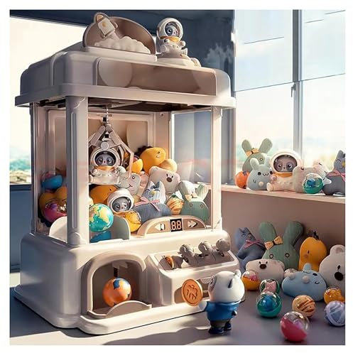 CUCUKAKA Candy Grabber ， Machine a Bonbon avec Pince avec Musique et Lumières,2 Poupées Panda,25 Peluches,20 Gashapons ， Machine Attrape Bonbon pour Les Cadeaux De Fête d'anniversaire