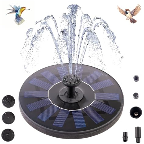 Lumiled Solar Springbrunnen für Außen, Solar Teichpumpe mit 5 Effekte Solar Wasserpumpe schwimmender Fontäne Pumpe 100-350L/St. für Gartenteich Oder Springbrunnen VogelBad Fisch Behälter IP65