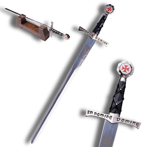 Brieföffner Mini Schwert Echt Metall Brieföffner Edel Historische Replik 27 cm mit Ständer (TEMPELRITTER G23)