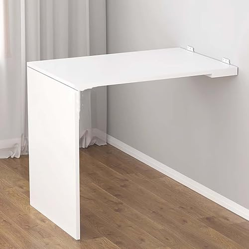 FAXJRU Wandtisch klappbar, Wandklapptisch Klappschreibtisch Schreibtisch zum Ausklappen Esstisch zur Wandmontage Computertisch schwebend für Büro platzsparend(White,60 * 120cm/24 * 47in)