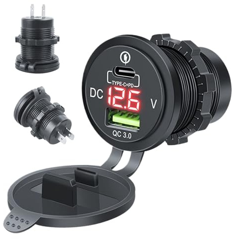 Adaptador de Carga para Coche, Cargador rápido de teléfono para Coche, PD/Qc con voltímetro de Salida portátil para Auto, camión, Viaje, automóvil, Camping, vehículo de Viaje