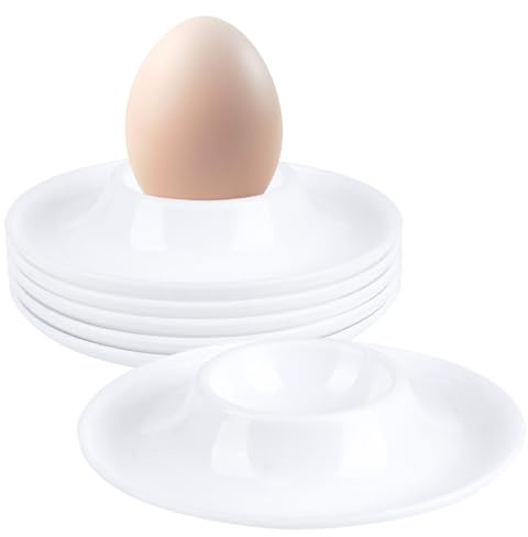 BellaGesundheit Lot de 6 coquetiers en plastique blancs incassables, empilables et passent au lave-vaisselle – Idéal pour les œufs du petit déjeuner, la cuisine et la salle à manger