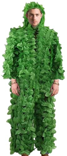Ghillie-dräkt för män kvinnor - löv, kamouflagejaktslitage, 3D | skogsklädsel | Kamouflagekläder, halloween vild djungeldöljande kostym