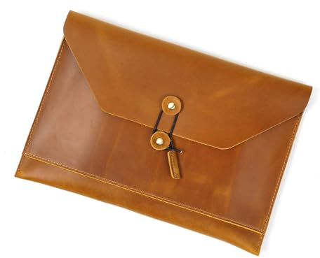 Leder-Dokumentenmappe mit mehreren Kartenfächern, Dokumentenhalter mit Kordelverschluss für Männer und Frauen, PU-Laptophülle, Herren-Dokumentenhalter