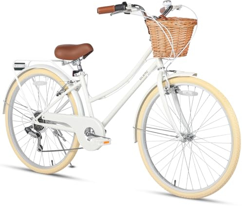 Glerc Missy 20 24 26 Zoll Mädchen Cruiser Hybrid 6-Gang City Fahrrad für Jugend Mädchen über 8 Jahre alt mit Weidenkorb & Leichtgewicht, Mehrere Farben