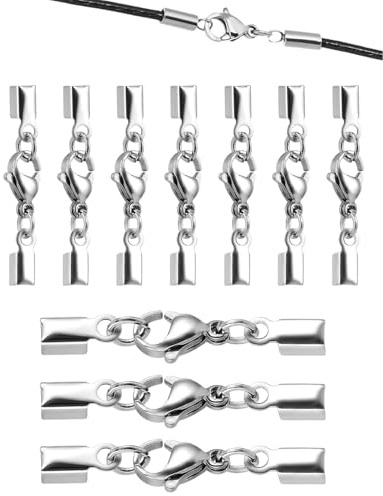 JUKOTA 10 PCS Chiusura Moschettone in Acciaio Inox,Fermagli Bracciale,Fermagli per Gioielli,Connettore a Maglie di Catena per Collane,Bracciali,DIY Gioielli Fai(Argento)