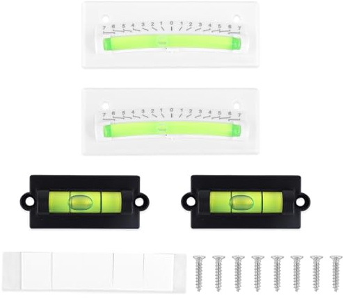 Penitue 4pcs Niveau Bulle RV, Précision Camping-Car et Remorque Indicateur Bulle Autocollant ou Montage Vis Spirit Niveau Stabilisation Niveleurs pour Caravane Camion RV Pièces Extérieures Accessoires