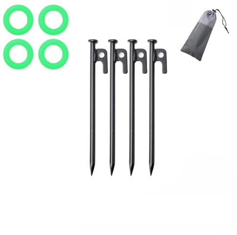 Tältspikar 4 st 20/25/30/40 cm tältpinnar spikar campingtillbehör husbil vandring utomhus aluminium strand svart lång baldakin markspik (set 30 cm x 4)