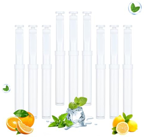 9 Herbal Diffuser Geschmackssticks, Inhalierstift Wick mit 3 Geschmacksfiltern, Natürliche Aromadiffusor Atemsticks für Stressabbau Erwachsene, Lungenreinigung, Atemtraining (Minze, Orange, Zitrone)