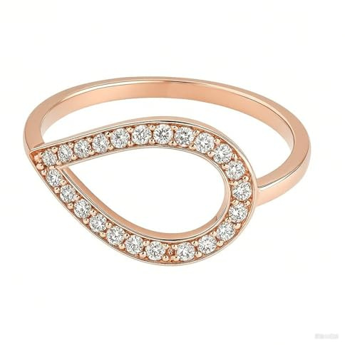 Whoiy Trauring 585 Roségold, Eheringe 14 Karat Echtgold Hochzeitsringe mit Diamant Unique Damenring Größe 63 (20.1)