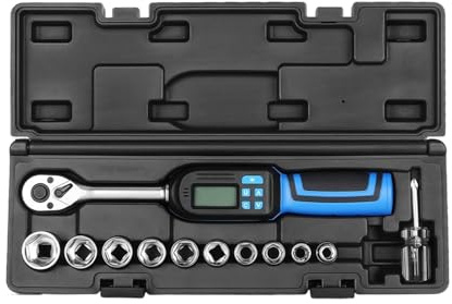 Herramienta de llave dinamométrica resistente con pantalla digital y 4 modos de unidad, materiales resistentes, llave dinamométrica digital con cabezales intercambiables