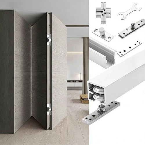 Rail Porte Coulissante Quincaillerie et Kit de Rail pour Porte de Placard Coulissante Pliante, Quincaillerie de Guidage Coulissante Robuste pour Porte Pliante(3-door(one side open),3m/9.8ft)