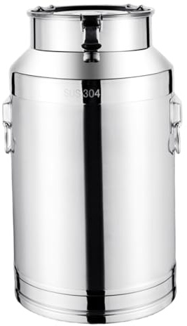 Lata de leche de acero inoxidable de 5 litros con tapa, hebilla y asa seguras, cubo hermético para jarra de leche de grado alimenticio para almacenamiento de agua, aceite, sopa y líquidos