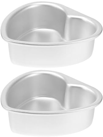 KAILIKETIY Set 2 Pezzi Stampo Cuore per Dolci in Lega di Alluminio Fondo Rimovibile Facilità di Sformatura per Cottura e Decorazione in Cucina