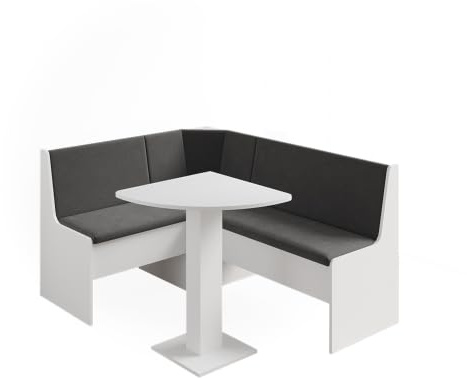 Vicco Conjunto con Banco esquinero Ramon, Blanco, 60 x 60 cm con Mesa de Esquina