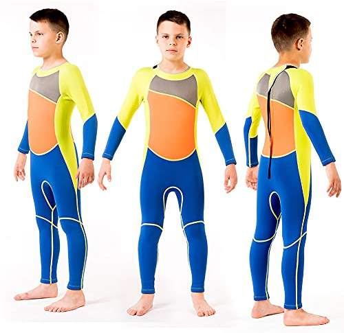 AMONIDA Neopren Våtdräkt för Pojkar Långärmad Dykdräkt för Barn Varm för Simning Surfing Snorkling Lättviktsstorlek XS-S-M-L-XL