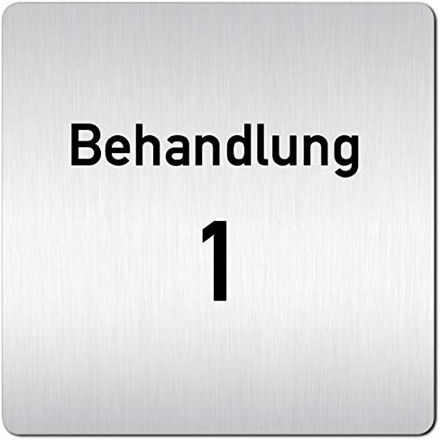 Türschilder24 XXL Schild - Türschild • 125 x 125 mm • Behandlung - Behandlungsraum • 1,5 mm Aluminium Vollmaterial • 100% Made in Germany (Behandlung 1)