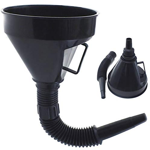 Bweele Filling Funnel Set - Large Plastic Fuel Funnel with Handle, Flexible Spout for Motorcycle, Car, Oil, Gasoline