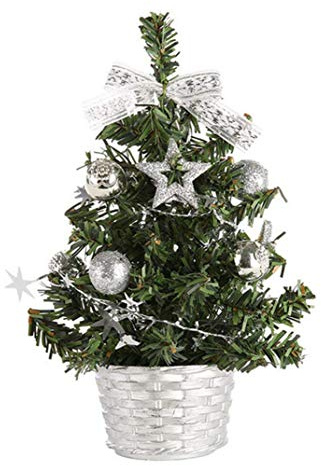 Molinter Mini Weihnachtsbaum Künstlicher Weihnachten Baum Christbaum Tannenbaum mit ständer Weihnachtsdeko Weihnachten Deko Geschenk (Silber)