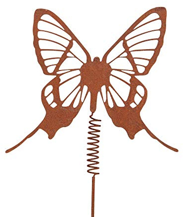 UNUS Gartenstecker Rost Schmetterling mit Wackelfeder Klein