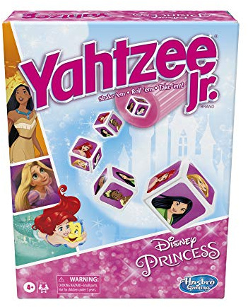 Hasbro Gaming Yahtzee Jr.: Disney Princess Edition Board Game for Kids Ages 4 and Up, for 2-4 Players, Counting and Matching Game for Preschoolers (Amazon Exclusive)