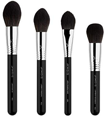 Sigma Beauty Studio Brush Set 4 pc Face Brush Set - Makeup Brushes for Foundation, Concealer, Bronzer & More - Vegan, Hypoallergenic, Synthetic Makeup Brushes