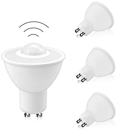 DoRight LED-Bewegungssensorlampe GU10 mit PIR-Sensor, 5W Bewegungsaktiviert, Kaltweiß 6000K Sicherheitslicht, Erfassungsbereich bis 7 Meter, 120° Erfassungswinkel