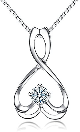 KnSam Damen Halskette, Gold Kette 18Karat Damen Kette 18Karat Herz 950 Platin Hochzeitringe Für Damen Mit Diamant Silber