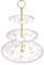fanquare Support à Petit Gâteau en Porcelaine à 3 Niveaux, Présentoir à Fruits Rond Floral Rose, Support de Dessert pour Mariage, Anniversaire et Thé