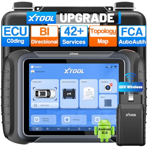 XTOOL D8W Wireless Bidirectional Scan Tool, AI-Assisted OBD2 Scanner with Topology, 3-Year Updates, ECU C0ding, PMI, 42+ Resets, Full Diagnostic Scanner for Car, Crankshaft Relearn, FCA/CAN FD/DoIP