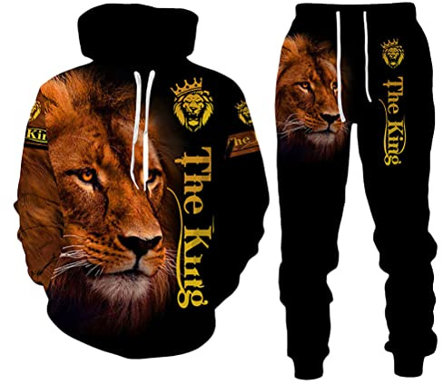 Osheoiso Tuta Uomo Stampato Manica Lunga Magliette Pantaloni Lunghe Sportive Palestra Casual Bodybuilding Running Tute da Ginnastica Traspirante Pigiama Taglie Forti B Nero S